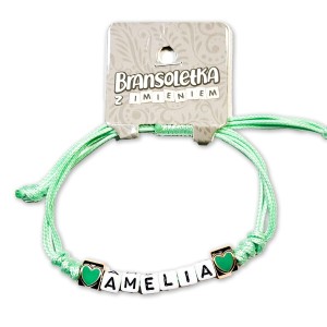 Bransoletka z imieniem Amelia - miętowa