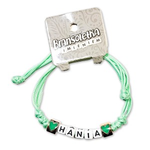 Bransoletka z imieniem Hania - miętowa