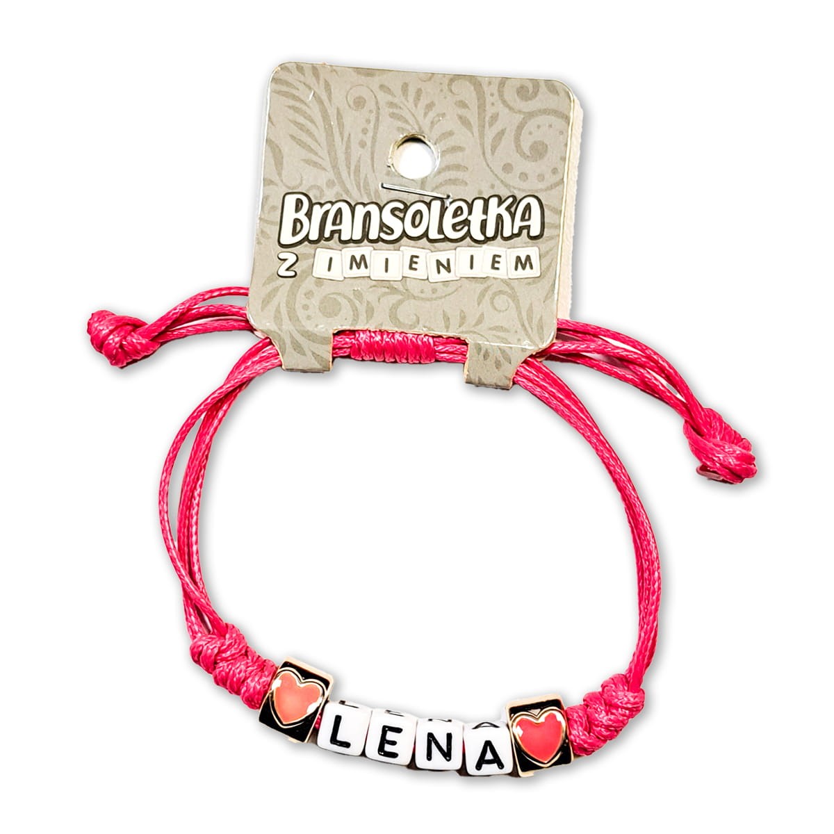 Bransoletka z imieniem Lena - różowa