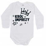Body KRÓL IMPREZY roczek białe body czarny nadruk