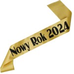 Złota szarfa z czarnym nadrukiem Nowy Rok 2024