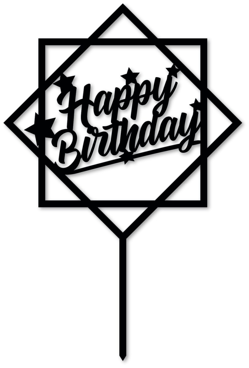 Topper na tort - Happy Birthday kwadraty