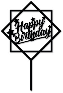 Topper na tort - Happy Birthday - kwadraty