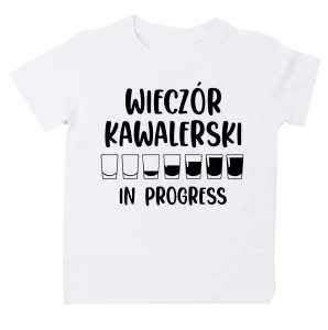 Koszulka wieczór kawalerski in progress biała