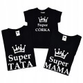 Zestaw koszulek mama tata córka SUPER RODZINKA