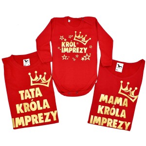 Zestaw koszulek mama tata syn KRÓL IMPREZY