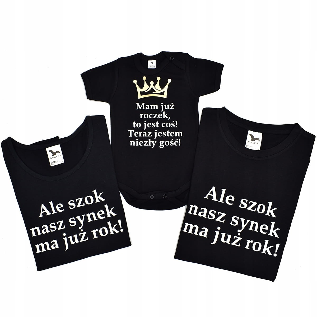 Zestaw koszulek mama tata i syn na urodziny roczek