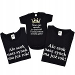 Zestaw koszulek mama tata i syn na urodziny roczek