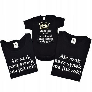 Zestaw koszulek mama tata i syn na urodziny roczek