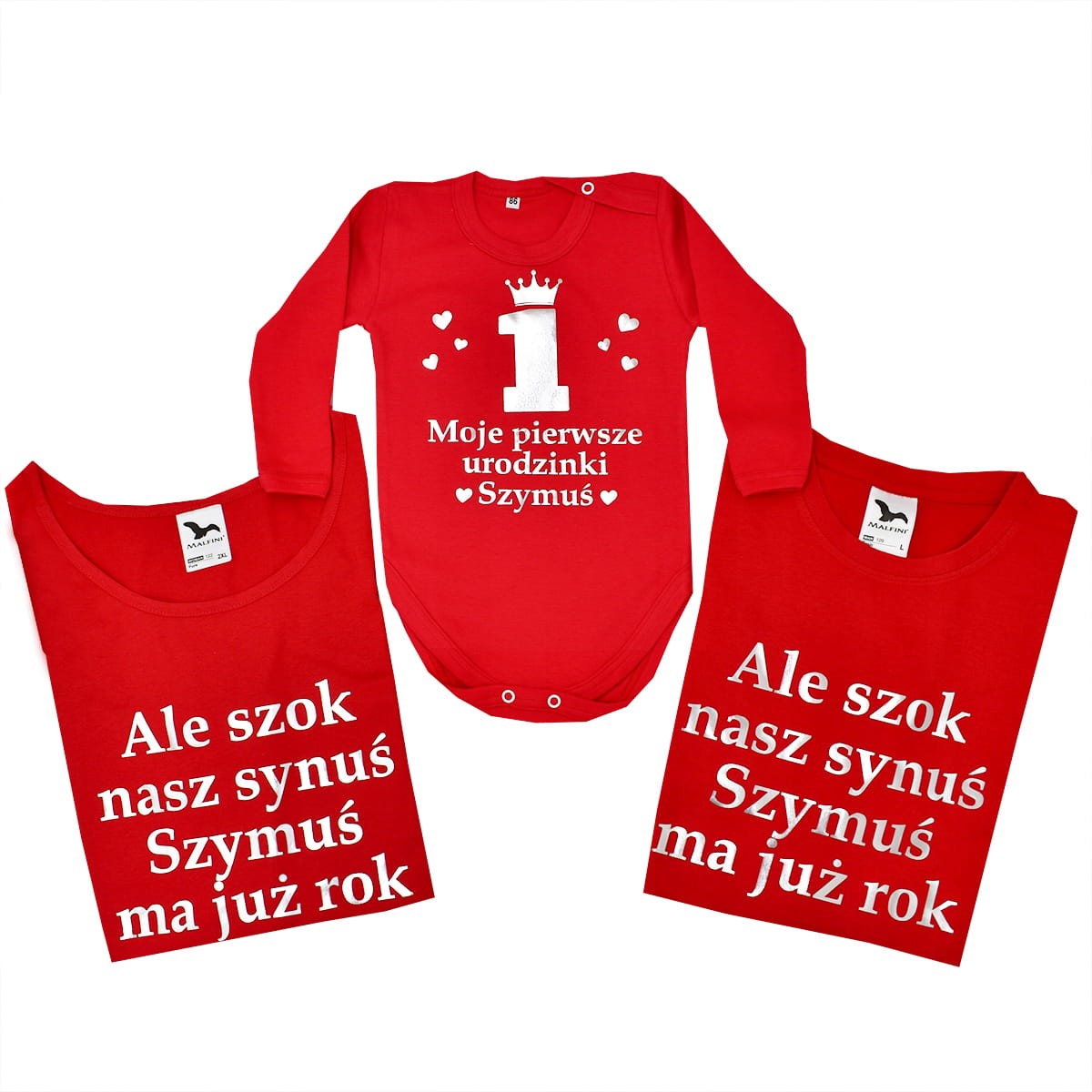 Zestaw koszulek mama tata dziecko urodziny roczek