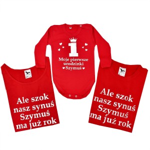 Zestaw koszulek mama tata dziecko urodziny roczek