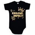 czarne body dziecięce królowa imprezy z koroną