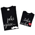 zestaw dwóch czarnych koszulek jaki ojciec taka córka biały napis