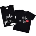 jaki ojciec taka córka zestaw dwóch czarnych koszulek biały napis