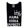 czarna koszulka damska z napisem mama królowa imprezy