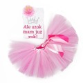 białe body dziecięce ale szok różowa spódniczka tutu ze wstążką opaska