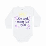 Body dziecięce ALE SZOK MAM JUŻ ROK - fiolet ze złotą koroną