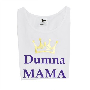 Koszulka damska DUMNA MAMA - fiolet ze złotem
