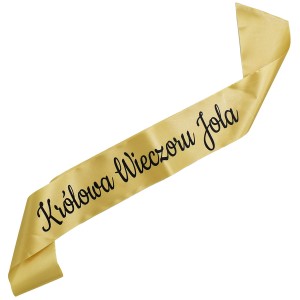 Złota szarfa Królowa Wieczoru z dowolnym imieniem