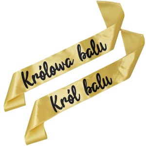 Zestaw złotych szarf Król i Królowa Balu