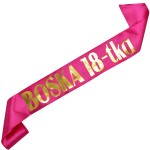 Boska 18tka - różowa szarfa ze złotym nadrukiem 