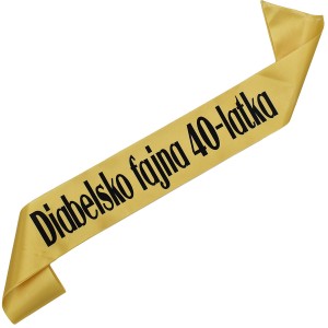 Diabelsko fajna 40-latka - złota szarfa z czarnym nadrukiem
