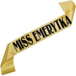 Miss Emerytka – złota szarfa z czarnym nadrukiem
