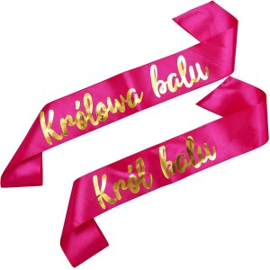 Zestaw szarf Król i Królowa Balu - różowe