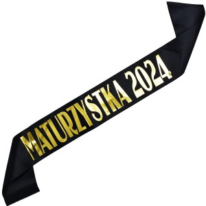 Maturzystka 2024 - czarna szarfa ze złotym nadrukiem