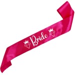 Bride z diamentem - różowa szarfa z białym nadrukiem