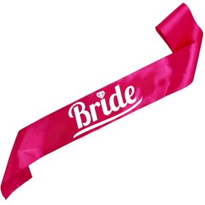 Bride - różowa szarfa z białym nadrukiem
