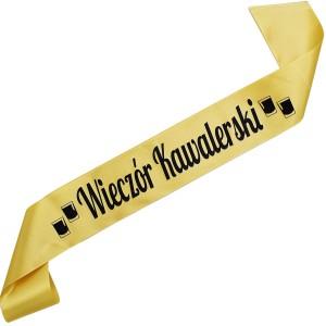 Wieczór kawalerski - z kieliszkami - złota szarfa z czarnym nadrukiem