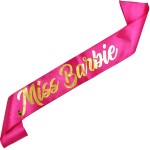 Miss Barbie – różowa szarfa ze złotym nadrukiem