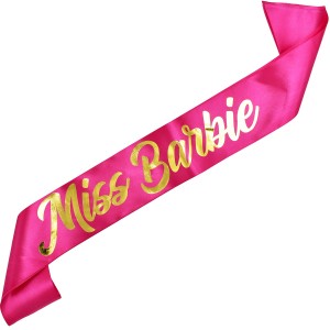 Miss Barbie – różowa szarfa ze złotym nadrukiem
