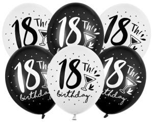 Balony 30cm, 18th! birthday, mix - 6szt