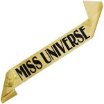 Miss Universe - złota szarfa z czarnym nadrukiem