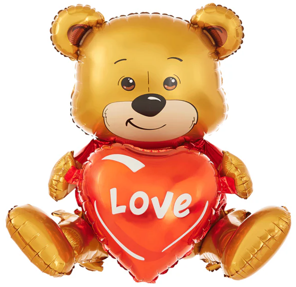 Balon foliowy Miś siedzący z sercem love 41x50x31cm