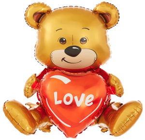 Balon foliowy Miś siedzący z sercem love 41x50x31cm