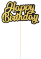 Topper na tort Happy Birthday złoto-czarny 1szt