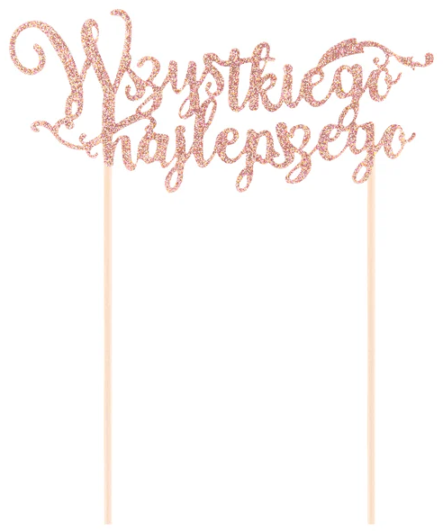 Topper na tort Wszystkiego najlepszego brokatowy rose gold 1szt