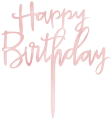 Topper na tort Happy Birthday lustrzany rose gold 1szt