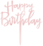 Topper na tort Happy Birthday lustrzany rose gold 1szt