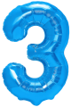 Balon foliowy Cyfra 3, 100cm, ciemnoniebieski XL