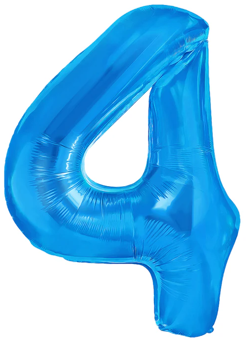 Balon foliowy Cyfra 4, 100cm, ciemnoniebieski XL
