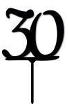 Topper na tort - cyfra 30 - czarny