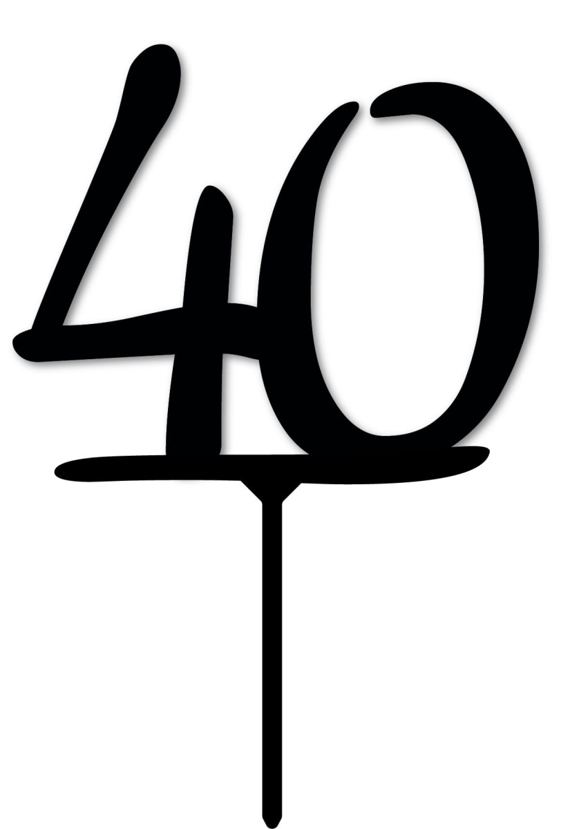 Topper na tort - cyfra 40 - czarny