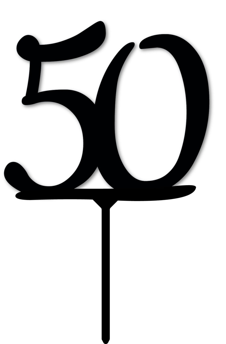 Topper na tort - cyfra 50 - czarny