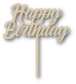 Topper na tort - Happy Birthday - kolor drewna