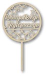 Topper na tort - Wszystkiego Najlepszego - koło - kolor drewna