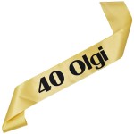 40 z dowolnym imieniem - złota szarfa z czarnym nadrukiem